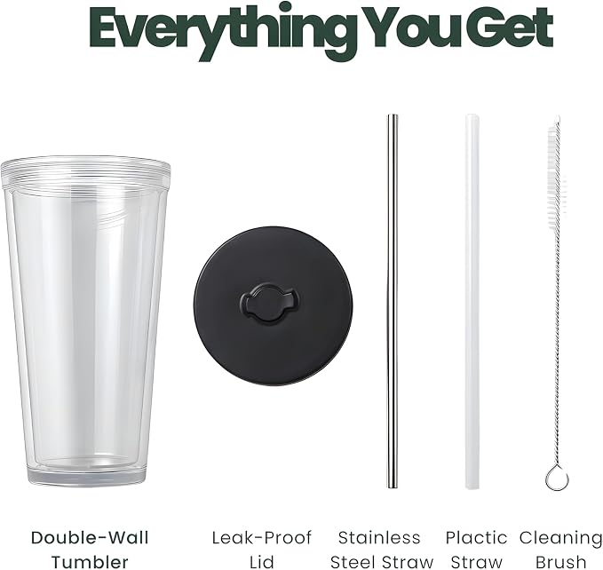Reusable Iced Coffee Cup with Lid and Straw, 16 oz/Grande, BPA-Free Double-Wall - Image 6