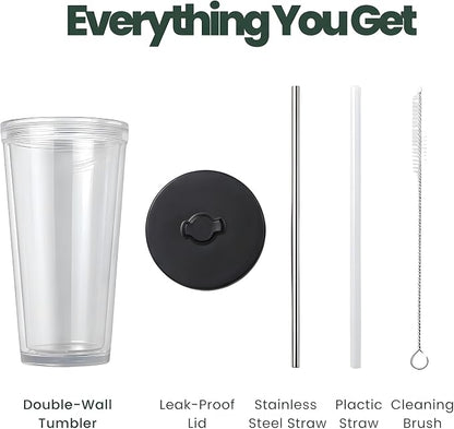 Reusable Iced Coffee Cup with Lid and Straw, 16 oz/Grande, BPA-Free Double-Wall - Image 6