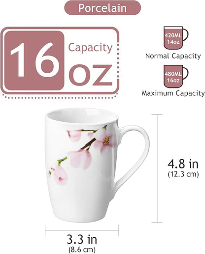 VEWEET Floral Coffee Mugs Set of 6, 16 OZ Large Handle Ceramic Mugs, ANNIE | - Image 3