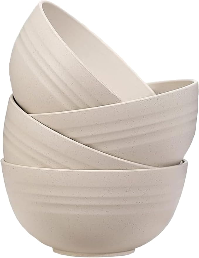 Unbreakable Wheat Straw Cereal Bowls Set of 4, 24 OZ Microwave and Dishwasher by Unknown