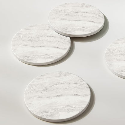 Set of 6 Off White Abstract Onyx Marble Coasters - Image 6