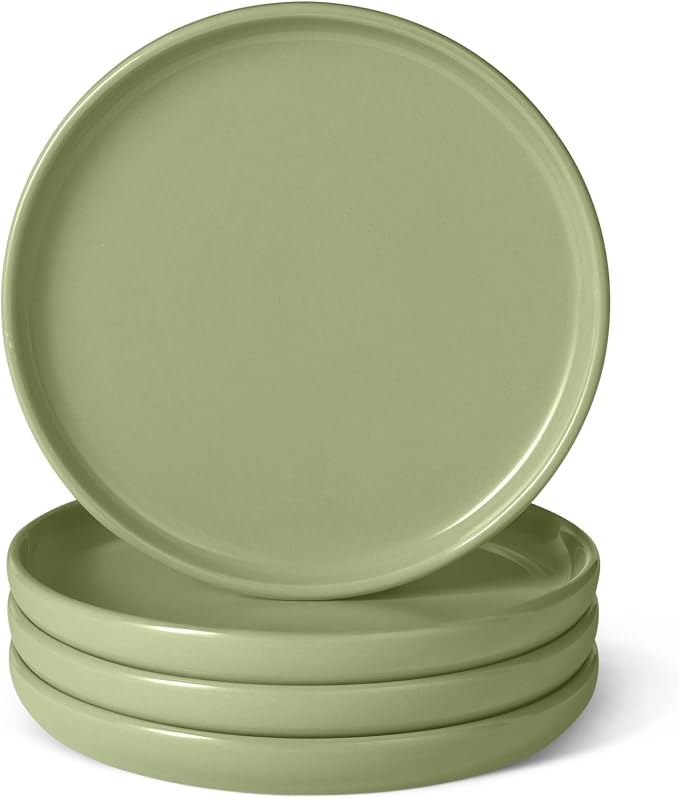 Amazon Basics Glazed Stoneware Salad Plates, Ceramic 4-Piece Set, Microwave and by AmazonBasics