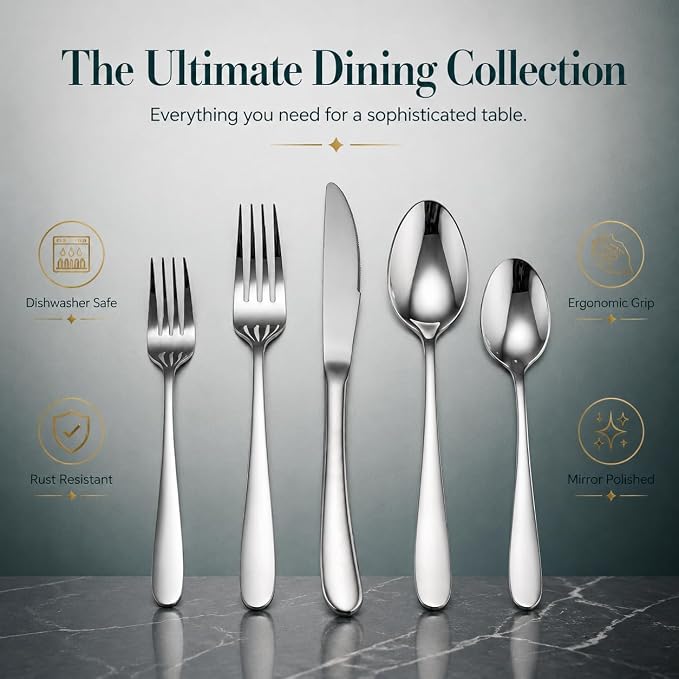 HaWare Silverware Set for 4, 20-Piece Stainless Steel Flatware, Heavy Duty | - Image 2