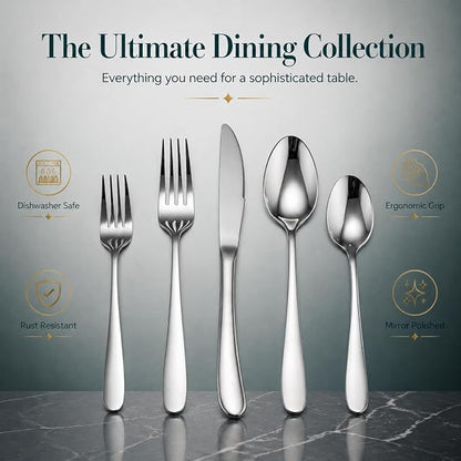 HaWare Silverware Set for 4, 20-Piece Stainless Steel Flatware, Heavy Duty | - Image 2