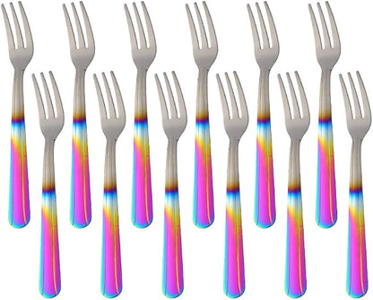 Oyster Fork Set of 12, 5.4 Inch Stainless Steel Cocktail Forks, 3 Tines Mini by KitchenDining