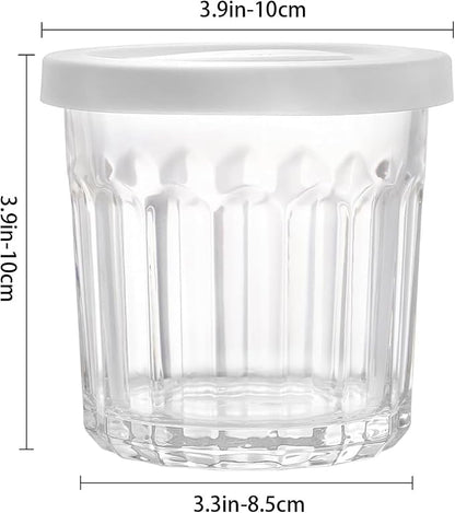 Working Glass Cups with Lids Set of 4, 13.5oz Thick Glass Tumblers | Classic - Image 3
