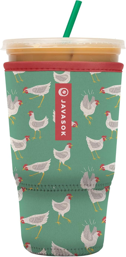 Sok It JavaSok Iced Coffee & Cold Soda Insulated Neoprene Cup Sleeve (Flew The Coop, XLarge: 38-42oz)