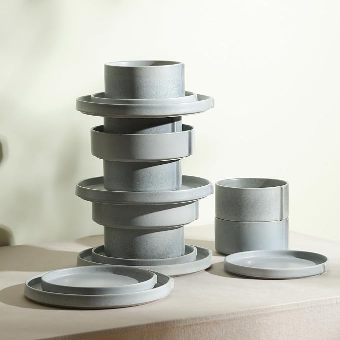 Stone Lain Bao 12-Piece Dinnerware Set Stoneware, Plates and Bowls Set - Image 6