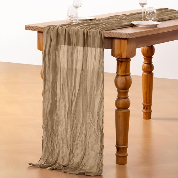 DeZerlor Nude Cheesecloth Table Runner 1 Pack Fall Runner | 120Inch Gauze - Image 5