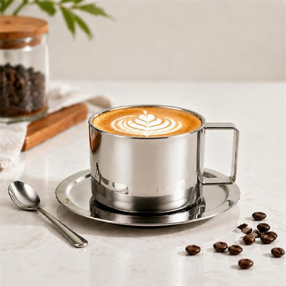 ZENFUN 4 Pack 6.8 oz Coffee Cups Set, 18/8 Stainless Steel Espresso Cup - Image 11