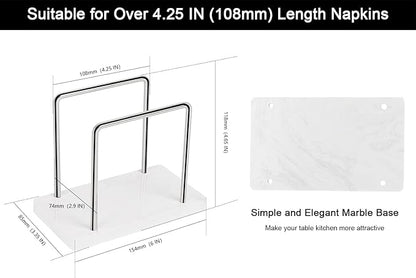 Livabber Napkin Holder, Metal Napkin Storage Modern Freestanding Tissue Paper Dispenser for Table Kitchen Countertop (Marble Base, Chrome)