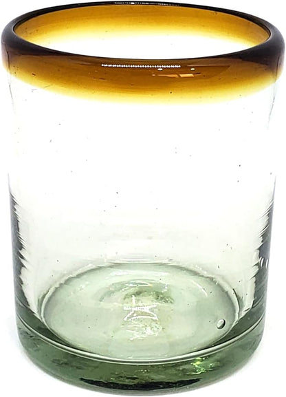Amber Rim 10 oz Tumblers (set of 6), Recycled Glass, Lead-free, Toxin-Free (Tumbler)