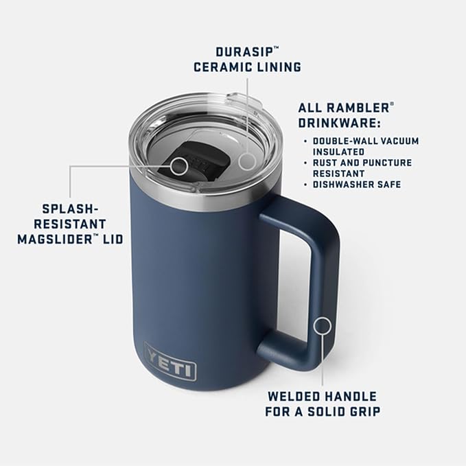 YETI Rambler 24 oz Ceramic Lined Stackable Mug 2.0, Vacuum Insulated, Stainless - Image 2