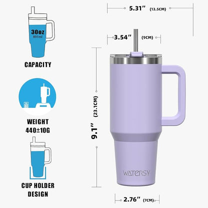 30 oz Tumbler with Handle, Tumbler with Lid and Straw, Double Wall Insulated - Image 8