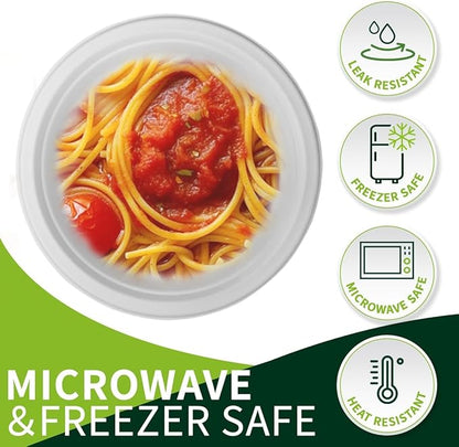 10 Inch Compostable Paper Plates【White 150 Pack】, 100% Sugarcane Bagasse Large Disposable Plates, Sturdy Heavy Duty, Biodegradable Dinnerware for Party, BBQ, Picnic, Catering