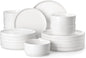 MALACASA 18 Pieces Porcelain Dinnerware Set, Modern White Dish Set by MALACASA