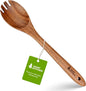 Wooden Salad Spoon Fork, 2-in-1 Teak Wood Cooking Utensil, Long Handle by AIUHI