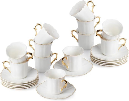BTaT- Porcelain Espresso Cups Set, 3 oz, 12 Set, Small Coffee Mugs | Elegant by BrewToATea