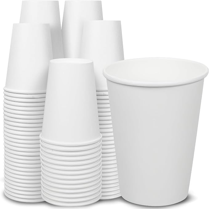 Ginkgo 200 Count 12 oz Disposable Thickened Paper Coffee Cups | Leak Proof by HOME