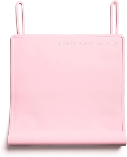 The Table Tyke Silicone Suction Placemat | Teething Edge Bumper/Spill Stopper | Dishwasher Safe, Travel Ready, Fits Highchairs | Suction Cup Activity Mat for Babies & Toddlers | BPA Free (Ballet Pink)