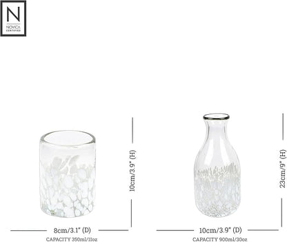 NOVICA Artisan Handblown Recycled Glass Carafe Cup in White Clear Mexico - Image 5