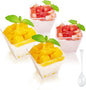 JOLLY CHEF 100 Pack 2oz Square Mini Dessert Cups with Spoons, Clear Plastic Parfait Appetizer Cup, Small Plastic Dessert Serving Bowl for Tasting Party