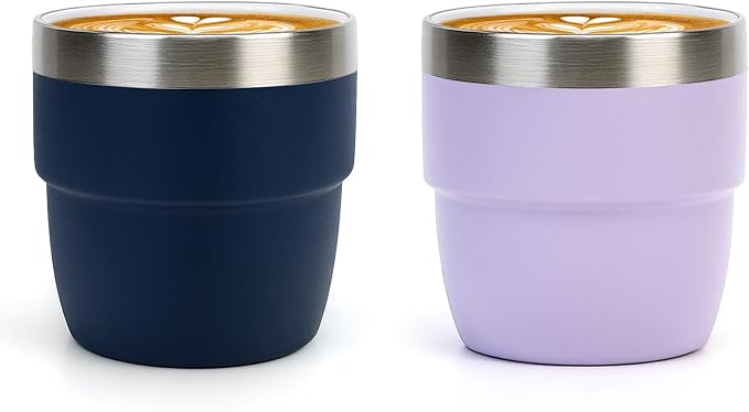 Zenbo 4 oz Espresso/Coffee Cups, Ceramic-Lined Double Wall Vacuum Insulated by Zenbo