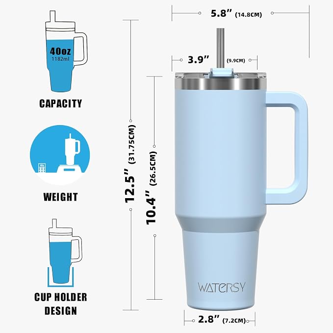 40 oz Tumbler with Handle, Tumbler with Lid and Straw, Double Wall Insulated - Image 8