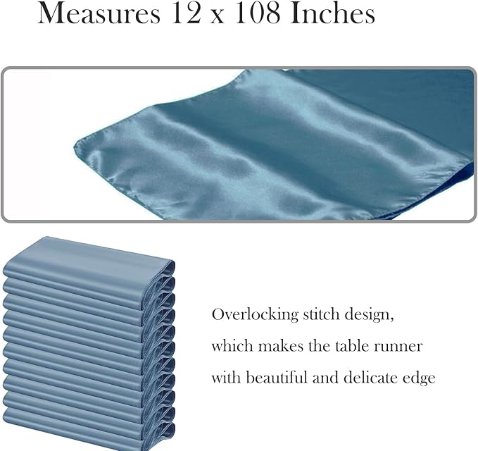 Satin Dusty Blue Table Runners 10 Pack - Image 3