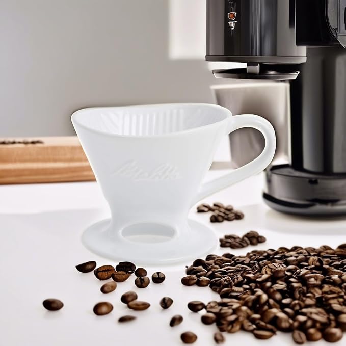 Melitta 1 Cup Porcelain Pour-Over Cone Coffeemaker, Glossy White - Image 5