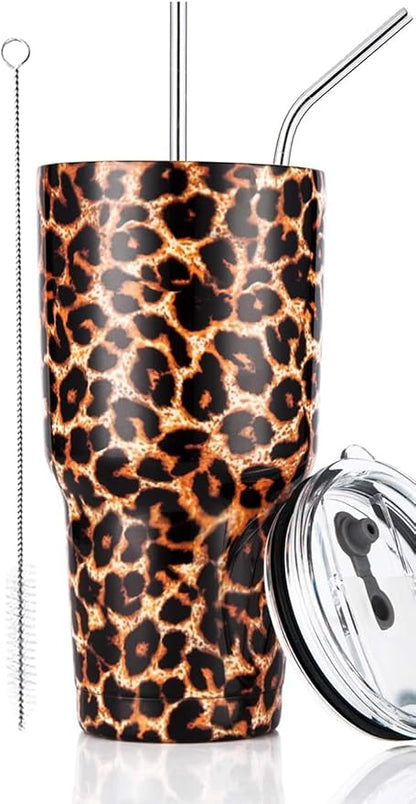 30oz Leopard Tumbler Stainless Steel Insulated Travel Mug by D%C2%B7STUMBLER