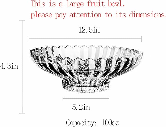 Extra Large Glass Fruit Bowl or Decorative Bowl, Center Bowl，Used - Image 2