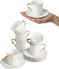 BTaT- Porcelain Espresso Cups Set, 3 oz, 6 Set, Small Coffee Mugs | Elegant by BrewToATea