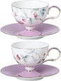 KAMMAK Tea Cups Set of 2, Ceramic Floral Pattern Demitasse Cup | Porcelain by KAMMAK