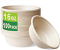 GreenWorks 100 Count 16 OZ Compostable Bowls, Natural Unbleached Biodegradable Bagasse and Bamboo fiber Paper Bowls