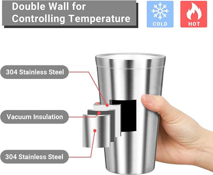 Stainless Steel Cups, 16 oz Insulated Tumbler, 12 Pack Double Wall Unbreakable - Image 3