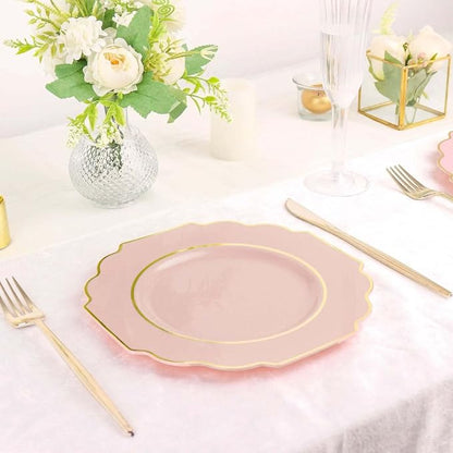 Blush Hard Plastic Dessert Plates, 50 Pack 8" Disposable Round Baroque Plates - Image 9