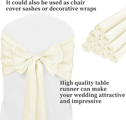10-Pack Ivory 12 x 108 inches Long Premium Satin Table Runner | Wedding - Image 3