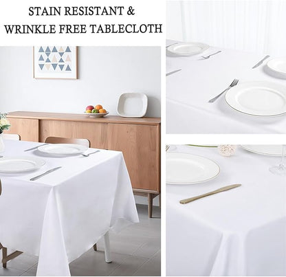 8 Pack White Tablecloth 60 x 102 Inch Rectangular Table Cloth for 6 Foot Rectangle Tables, Wrinkle Resistant Washable Polyester Fabric Table Covers for Wedding Party Banquet Buffet and Camping