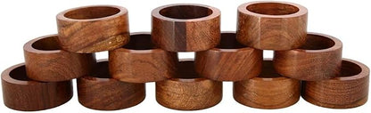Ajuny 12 Wooden Napkin Rings Round Table Place Setting Holders by AJUNY
