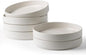 famiware Star 8.25" Pasta Bowls Set of 6, Bowl Plates, Matte White | Microwave by Famiware