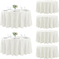 Fokitut 6 Pack Round Tablecloth, 120 Inch, Stain Resistant and Wrinkle Polyester Table Cloth, Fabric Table Cover for Kitchen Dining, Wedding, Party, Holiday Dinner-Ivory