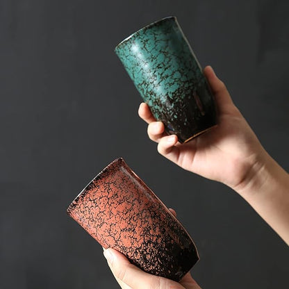 Japanese tea cups Set of 2 Chinese/Japanese style 16oz Handle-less Ceramic Tea - Image 3