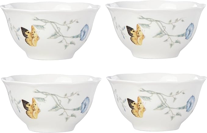 Lenox Butterfly Meadow Porcelain 4-Piece Rice Bowl Set by Lenox