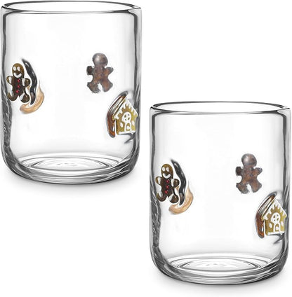 Skylety 2 Pcs Christmas Icon Juice Glass - 14 oz Gingerbread Man Stemless - Image 2
