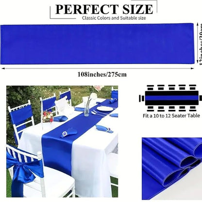 Royal Blue Satin Table Runner 12x108 Inches, 2 Pack | Silk and Smooth Fabric - Image 3