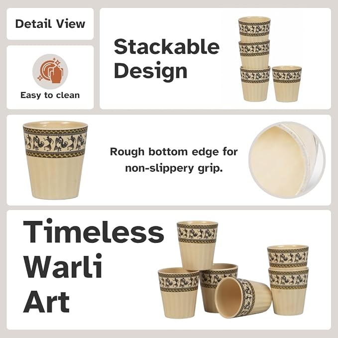 Handmade Ceramic Kulhad Tea Cups, 6 Piece Desi Chai Set | 5 Oz Clay Tea Cups - Image 6