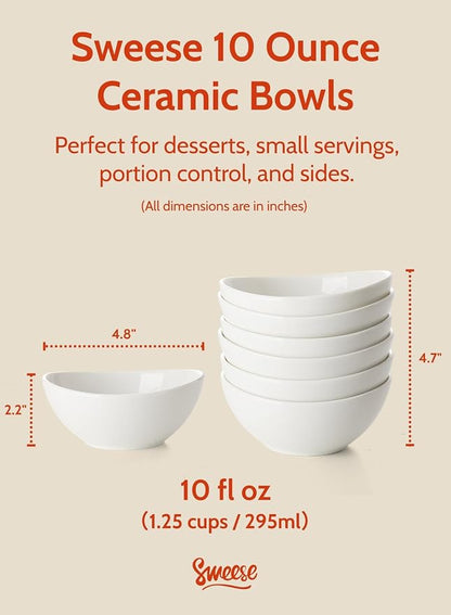 Sweese 10 oz Small White Porcelain Bowls - Image 2