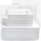 Aya's 100ct Square Plastic Disposable Plates, White - 9.5-Inch 50 Dinner and 6.5-Inch 50 Salad Plates for Party - Heavy-Duty Hard Plastic Design for Wedding, Event, Christmas, and Thanksgiving