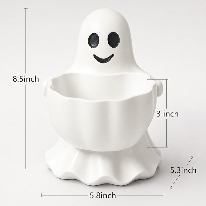 Halloween Decor Cute Ghost Candy Bowl Durable Resin Snack Holder | Generous - Image 6